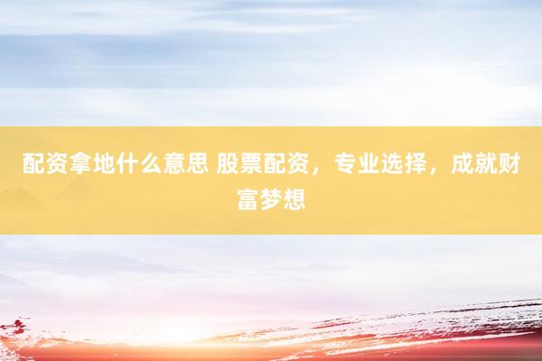 配资拿地什么意思 股票配资，专业选择，成就财富梦想